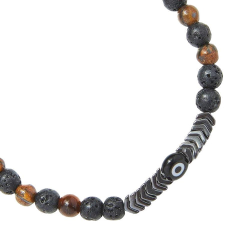 The Watch Boutique Chrysostomos Kids Bracelet Handmade with Natural Mineral Stones of Black Lava