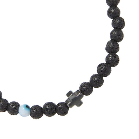 The Watch Boutique Chrysostomos Kids Handmade Bracelet with Black Lava & Hematite