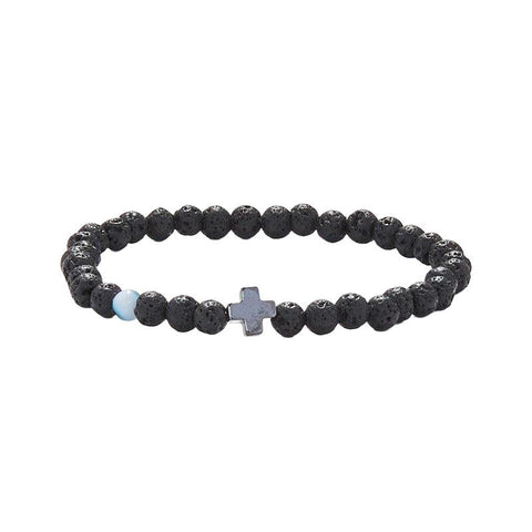 The Watch Boutique Chrysostomos Kids Handmade Bracelet with Black Lava & Hematite