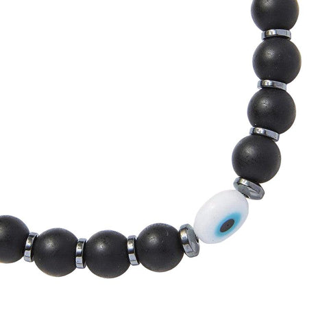 The Watch Boutique Chrysostomos Kids Handmade Bracelet with Onyx Stones & Flat Hematite