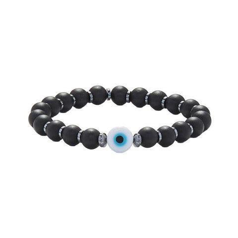 The Watch Boutique Chrysostomos Kids Handmade Bracelet with Onyx Stones & Flat Hematite
