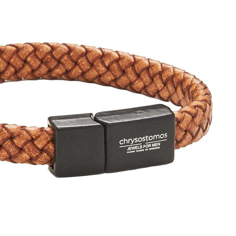 The Watch Boutique Chrysostomos Kids Handmade Lear Bracelet, in Matte Light Brown Color