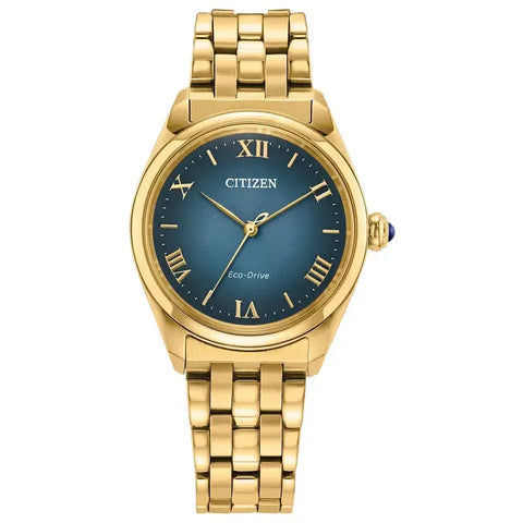 The Watch Boutique Citizen Classic Blue Dial Gold-Tone Stainless Steel Eco-Drive Women's Watch