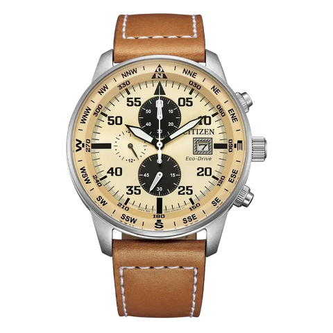 The Watch Boutique Citizen Classic Sport Chronograph Eco-Drive Leather Strap