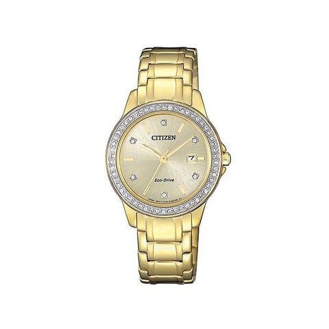 The Watch Boutique Citizen Eco-Drive Swarovski Gold Lds Watch