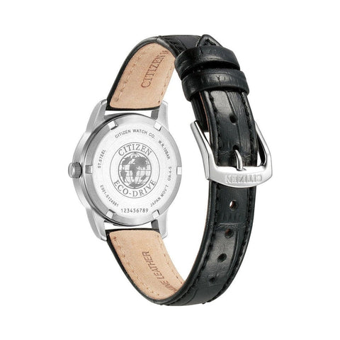 The Watch Boutique Citizen Eco-drive White Analog Black Leather