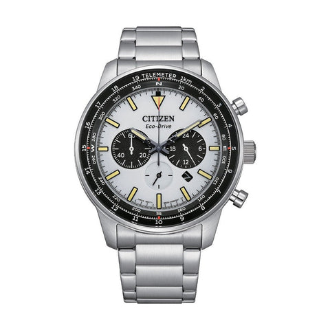 The Watch Boutique Citizen Gents Eco-Drive Chronograph White Dial Watch