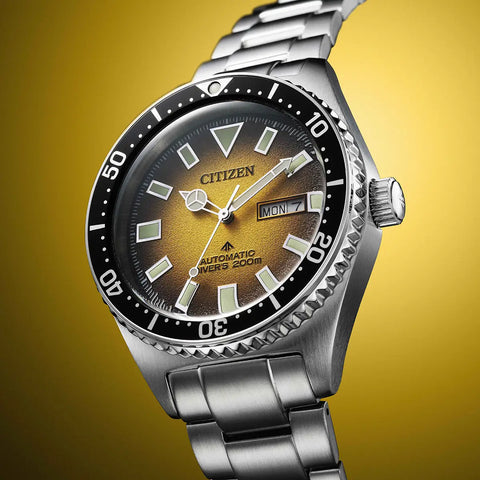 The Watch Boutique Citizen Promaster Diver Automatic Men's Stainless Steel Yellow Dial Watch