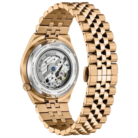 The Watch Boutique Citizen TSUYOSA 60 Automatic Rose Gold-Tone Blue Dial Stainless Steel Watch