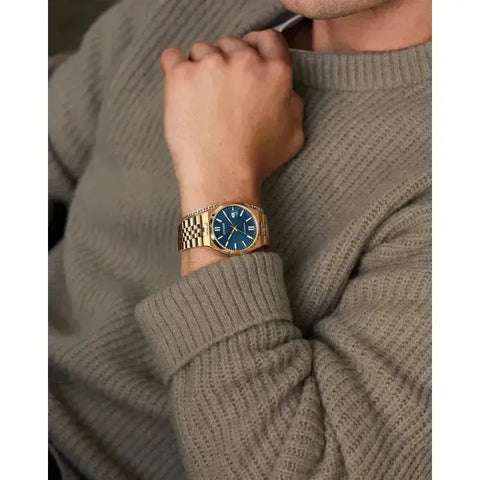 The Watch Boutique Citizen TSUYOSA 60 Automatic Rose Gold-Tone Blue Dial Stainless Steel Watch