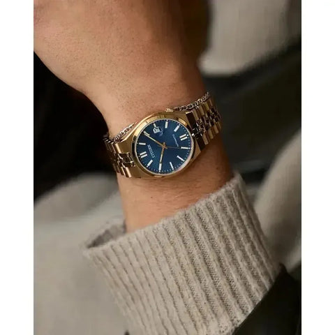 The Watch Boutique Citizen TSUYOSA 60 Automatic Rose Gold-Tone Blue Dial Stainless Steel Watch