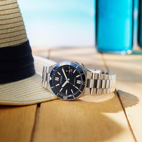 The Watch Boutique Citizen TSUYOSA Shore Automatic Blue Dial Stainless Steel Watch