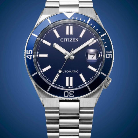 The Watch Boutique Citizen TSUYOSA Shore Automatic Blue Dial Stainless Steel Watch