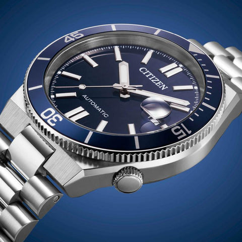 The Watch Boutique Citizen TSUYOSA Shore Automatic Blue Dial Stainless Steel Watch