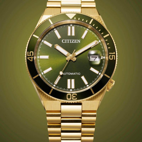 The Watch Boutique Citizen TSUYOSA Shore Automatic Gold-Tone Stainless Steel Green Dial
