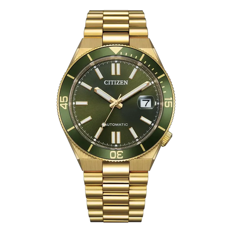 The Watch Boutique Citizen TSUYOSA Shore Automatic Gold-Tone Stainless Steel Green Dial