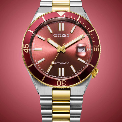The Watch Boutique Citizen TSUYOSA Shore Automatic Two-Tone Maroon Watch