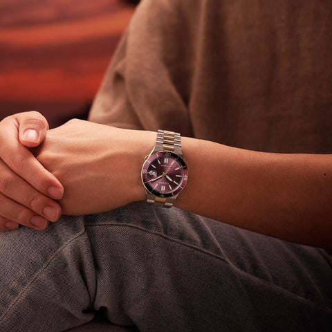The Watch Boutique Citizen TSUYOSA Shore Automatic Two-Tone Maroon Watch