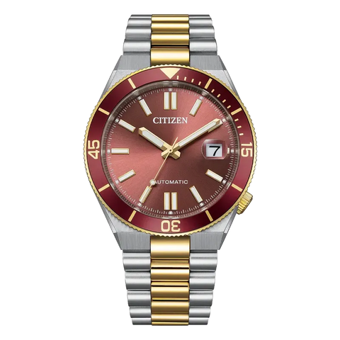 The Watch Boutique Citizen TSUYOSA Shore Automatic Two-Tone Maroon Watch