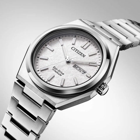 The Watch Boutique Citizen Zenshin Super Titanium Eco-Drive Men's Stainless Steel White Dial Watch