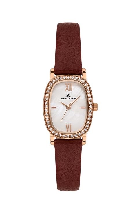 Daniel Klein Premium Rose Gold Tone Brown Leather Watch