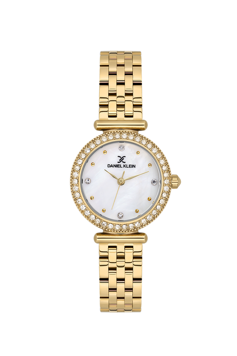Daniel Klein Women’s Crystal-Set Gold-Tone Bracelet Watch