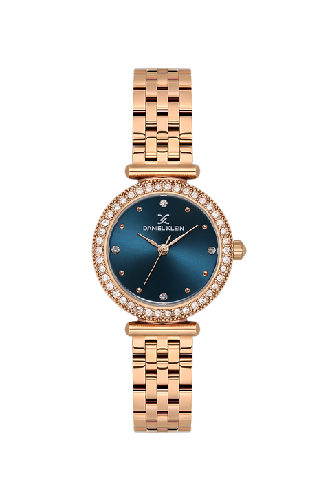 Daniel Klein Women’s Crystal-Set Rose Gold-Tone Bracelet Watch