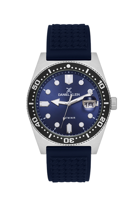 Daniel Klein Men’s Diver-Inspired Blue Dial Watch with Blue Silicone Strap