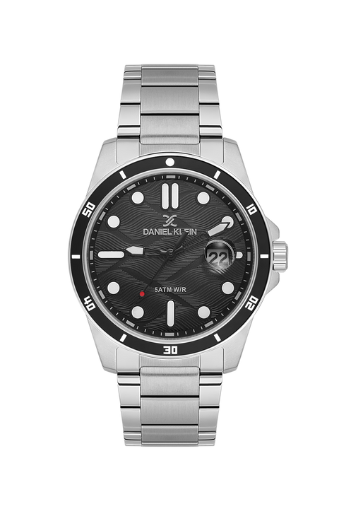 Daniel Klein Men’s Stainless Steel Diver-Style Watch with Textured Black Dial