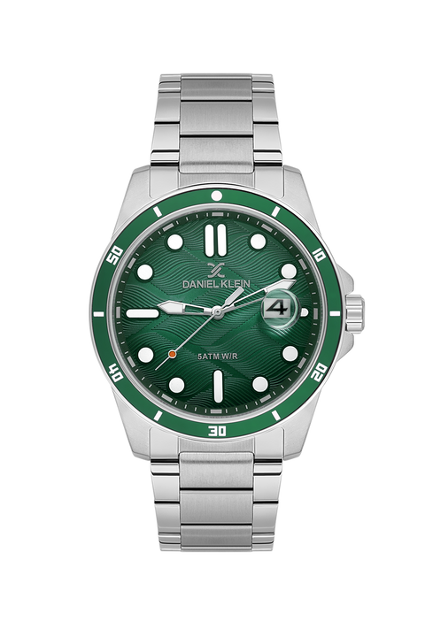 Daniel Klein Men’s Stainless Steel Sports Watch with Green Textured Dial