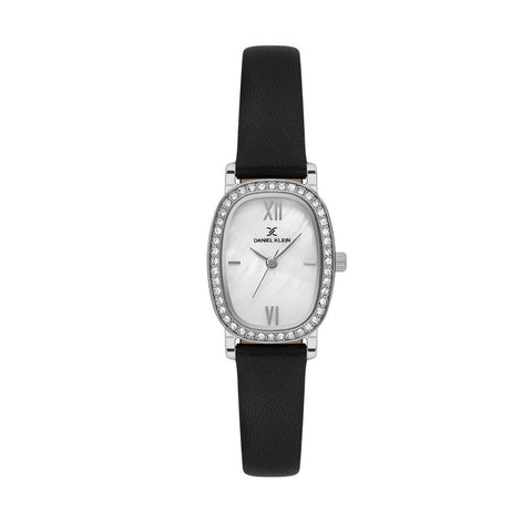 The Watch Boutique Daniel Klein Ladies Black Leather MOP Dial Watch