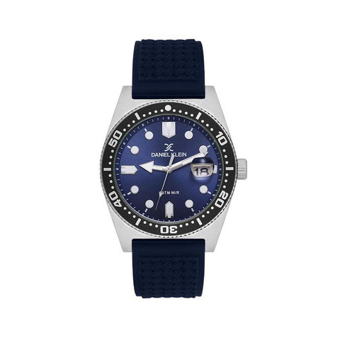 The Watch Boutique Daniel Klein Men’s Diver-Inspired Blue Dial Watch with Blue Silicone Strap