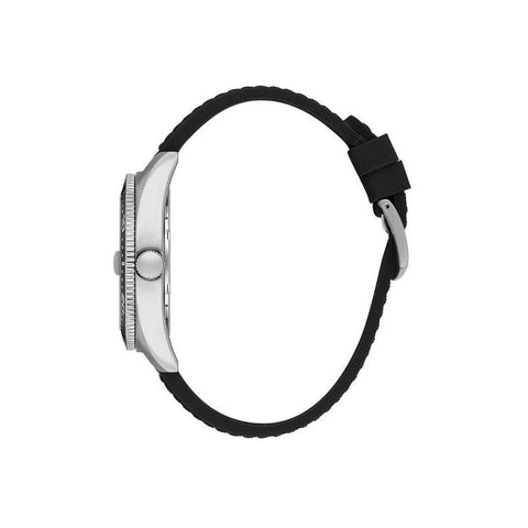 The Watch Boutique Daniel Klein Men’s Diver-Inspired Silver Dial Watch with Black Silicone Strap