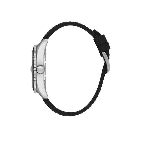The Watch Boutique Daniel Klein Men’s Diver-Inspired Silver Dial Watch with Black Silicone Strap