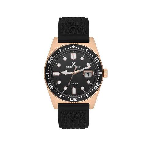 The Watch Boutique Daniel Klein Men’s Rose Gold-Tone Diver-Inspired Watch with Black Dial