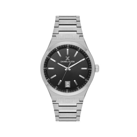 The Watch Boutique Daniel Klein Men’s Silver Stainless Steel Watch with Black Dial