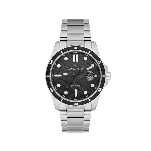The Watch Boutique Daniel Klein Men’s Stainless Steel Diver-Style Watch with Textured Black Dial