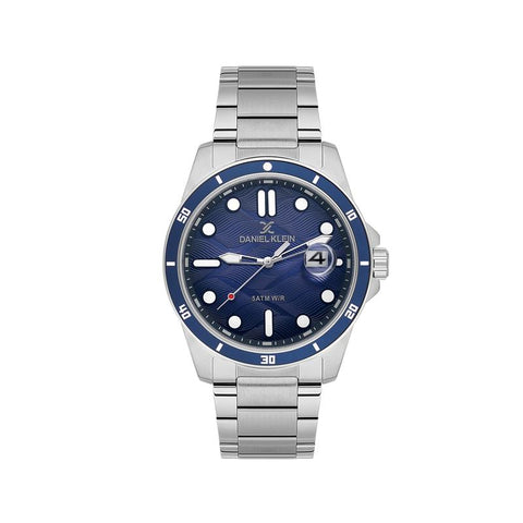 The Watch Boutique Daniel Klein Men’s Stainless Steel Sports Watch with Blue Textured Dial