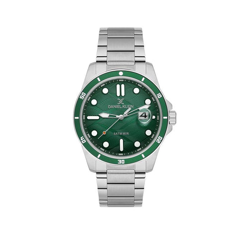 The Watch Boutique Daniel Klein Men’s Stainless Steel Sports Watch with Green Textured Dial