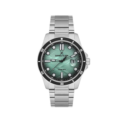 The Watch Boutique Daniel Klein Men’s Stainless Steel Sports Watch with Ice Green Textured Dial