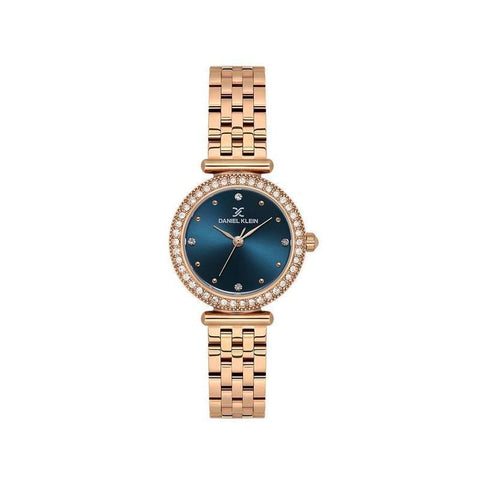 The Watch Boutique Daniel Klein Women’s Crystal-Set Rose Gold-Tone Bracelet Watch