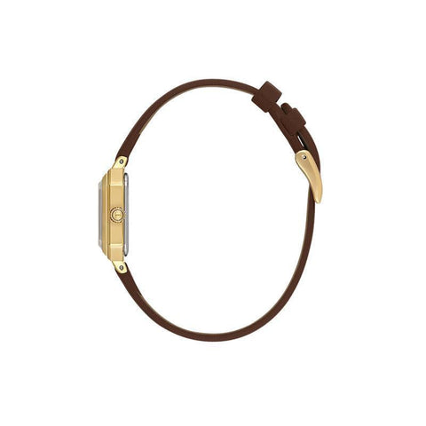 The Watch Boutique Daniel Klein Women’s Gold Square Case Watch with Brown Leather Strap