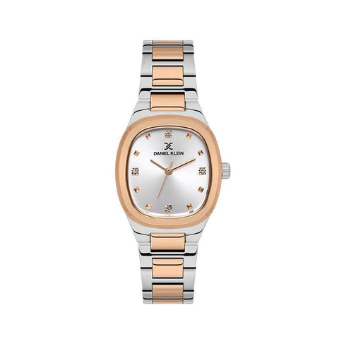 The Watch Boutique Daniel Klein Women’s Silver & Rose Gold Two-Tone Watch with Cushion Case