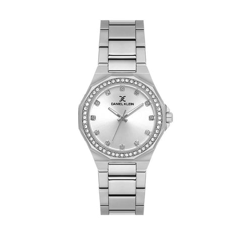 The Watch Boutique Daniel Klein Women’s Silver-Tone Crystal-Set Bracelet Watch