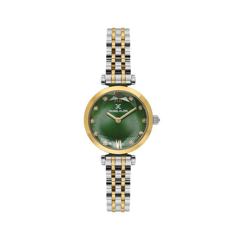 The Watch Boutique Daniel Klein Women’s Two-Tone Crystal Accent Watch with Green Sunray Dial