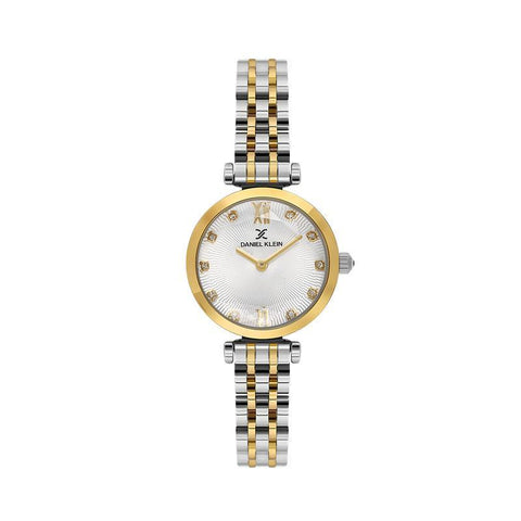 The Watch Boutique Daniel Klein Women’s Two-Tone Crystal Accent Watch with Silver Sunray Dial