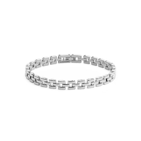 Daniel Wellington 3-link silver stainless steel bracelet featuring a sleek, polished design and secure fold-over clasp.