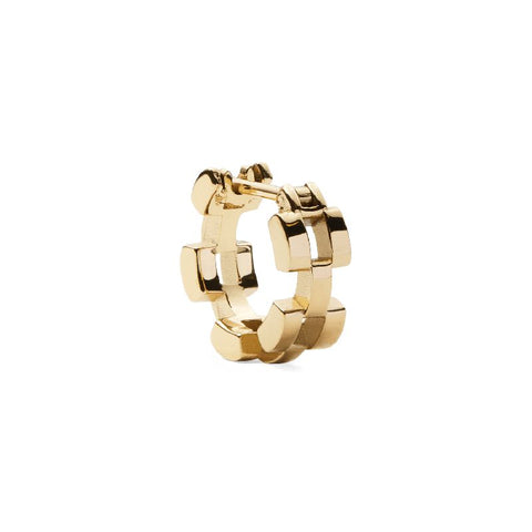 Daniel Wellington 13.6mm 3-link hoop earring in polished gold-plated stainless steel with a modern chain design.