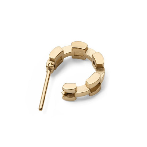 Elegant 13.6mm Daniel Wellington 3-link hoop earring in polished gold-plated stainless steel with a modern, interlocking design.