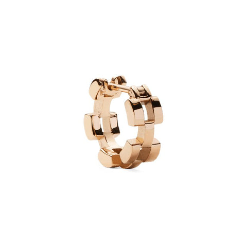 Elegant Daniel Wellington 3-link hoop earring in rose gold-plated stainless steel, 13.6mm length with a modern chain design.